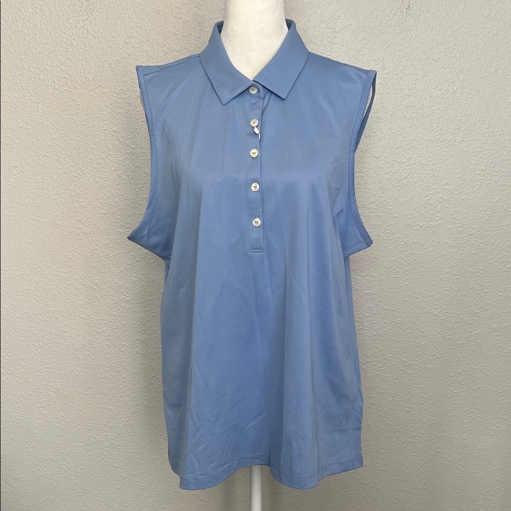 Greg Norman Sleeveless Golf Performance Polo Blue Size XL NWT *Flaw